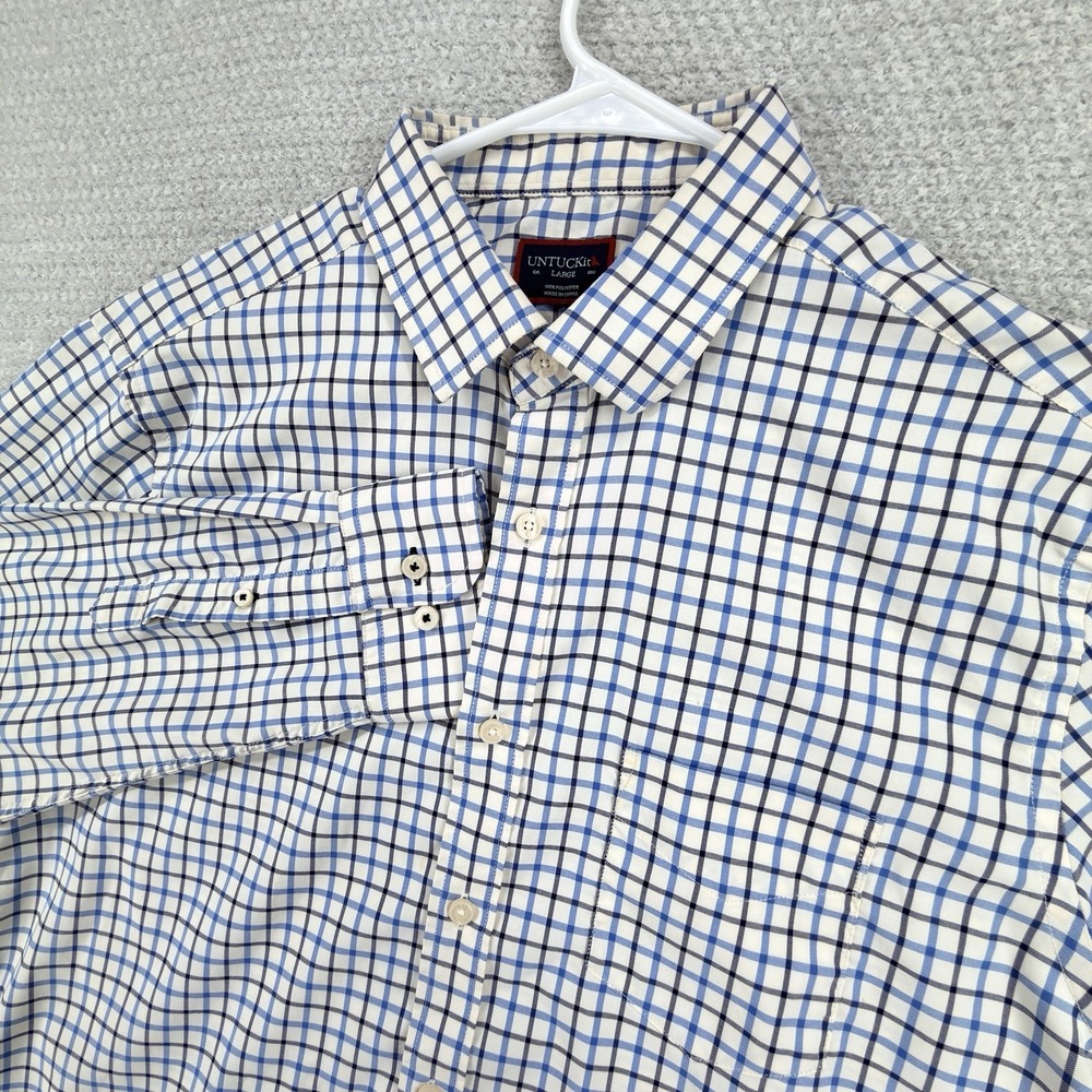UNTUCKit Granger Shirt Men's Large Blue Plaid Regular Fit Long Sleeve 41462